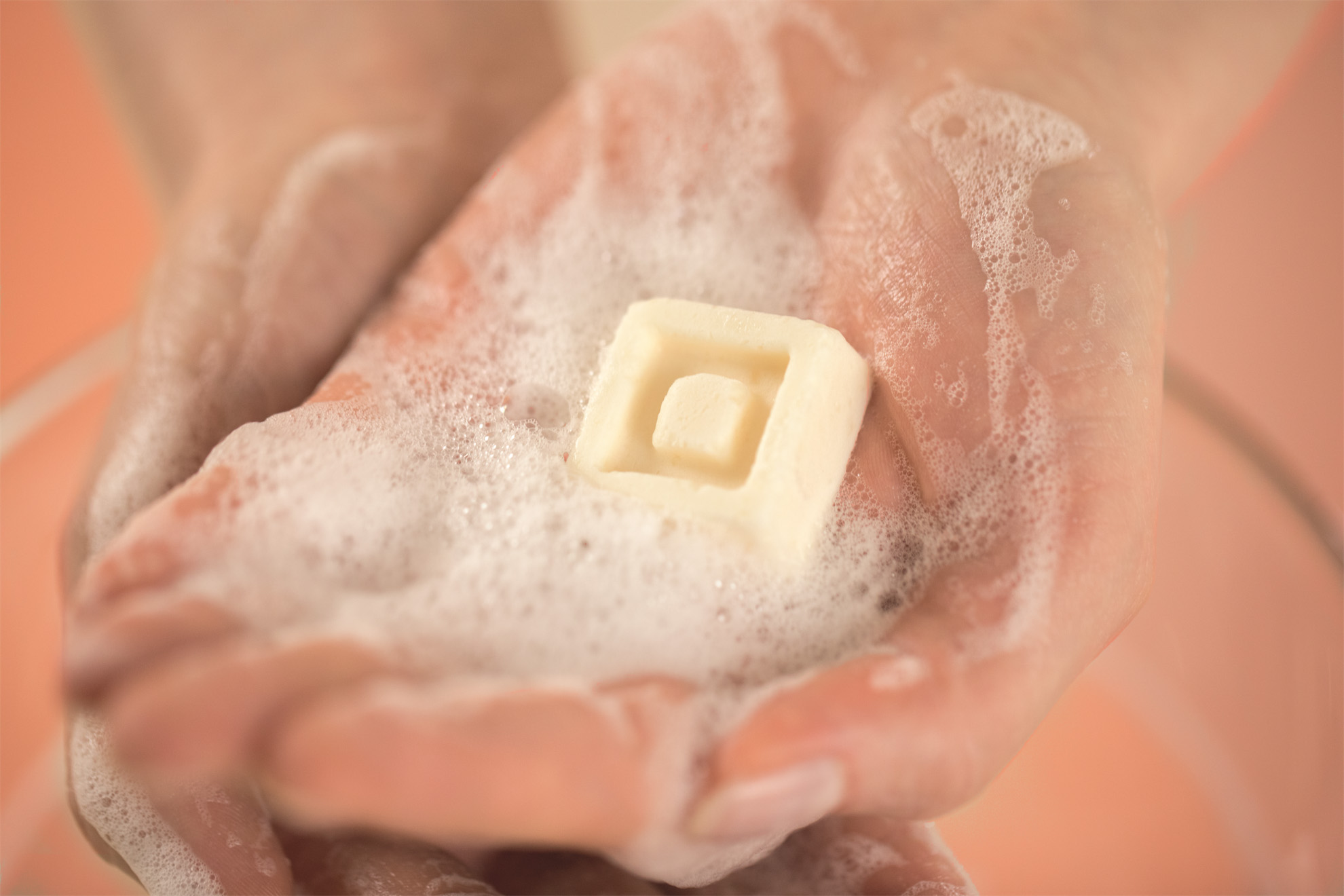 Solid shampoo formulation with pampering and protective after-feel. Solid shampoo formulation with pampering and protective after-feel.